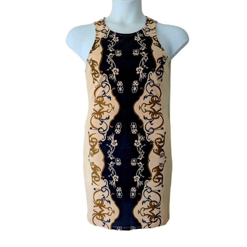 Sunny Girl Tan and Navy Tank Dress Size L